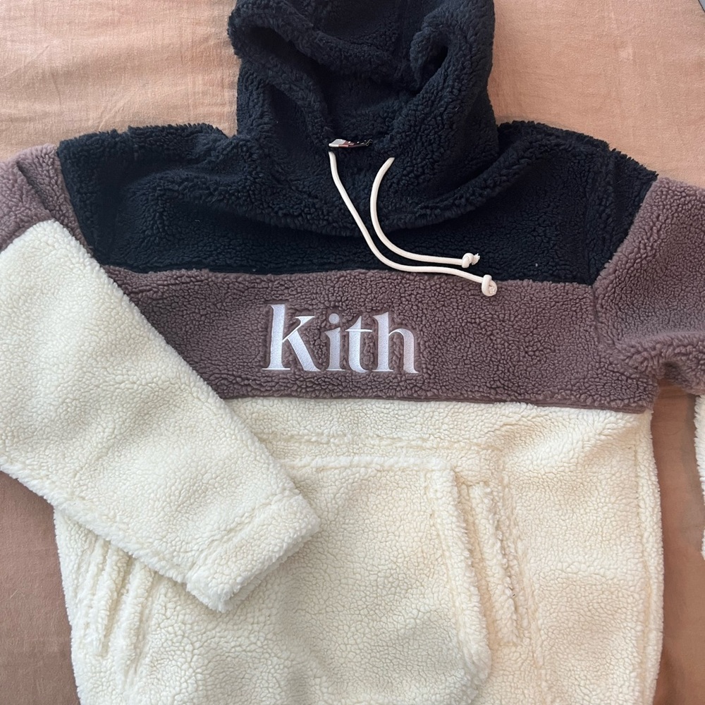 KITH Sherpa double pocket hoodie in Mauve. size M